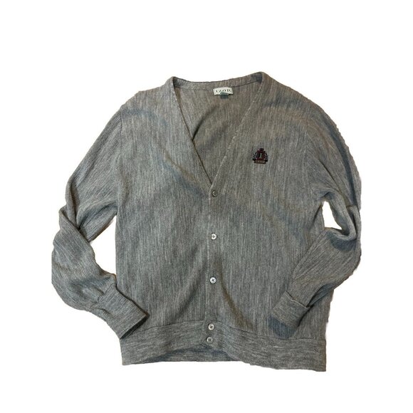 Vintage Izod Men’s Wool Cardigan Sweater Gray Xl Preppy Grandpa Tennis Prep - Picture 1 of 1